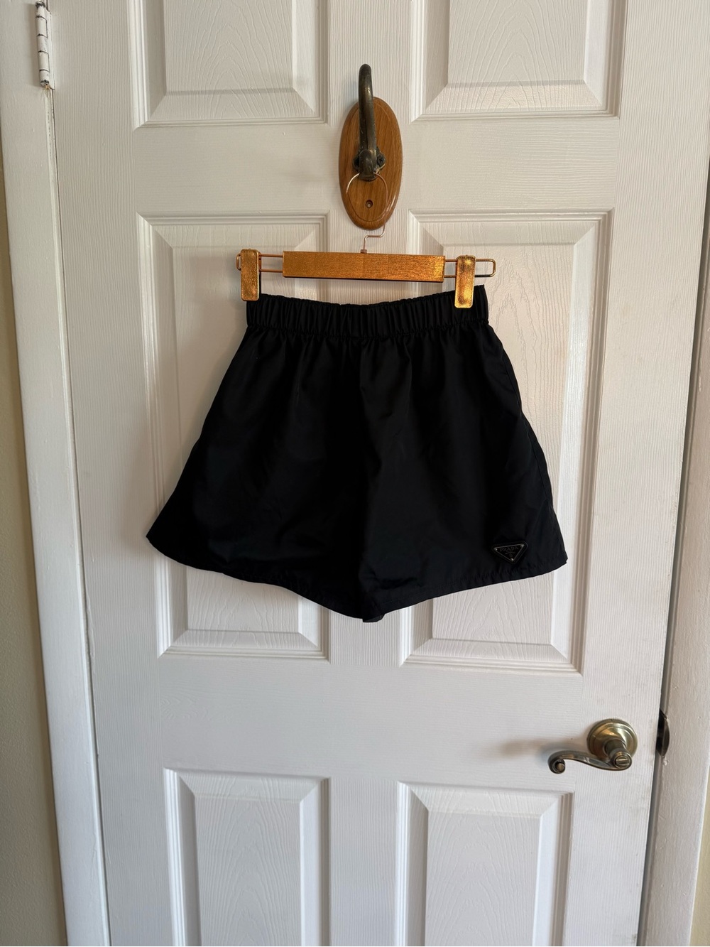 Prada Black Elastic-Waist Nylon Shorts - Picture 6 of 11